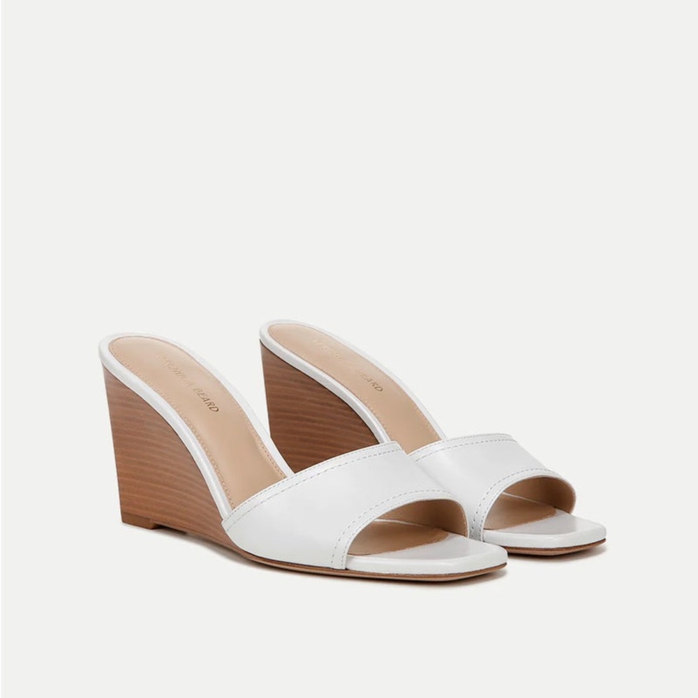 NWT - Veronica Beard Ellen Wedge Slide Sandals in White Leather (US 9.5)